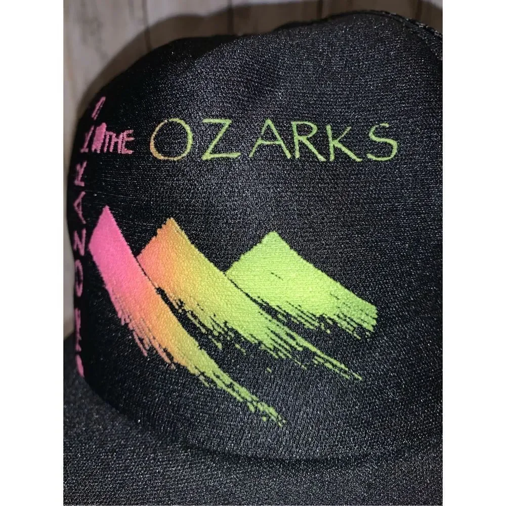 ‎Vintage OZARKS Black Neon Graphic Trucker Hat